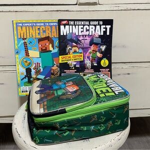 Minecraft Lunch Bag and Guide Books Set Bundle